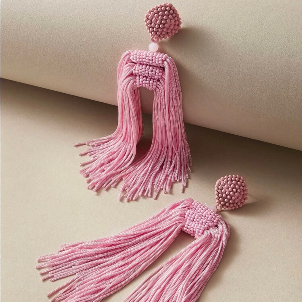Baby Pink Tassel Earrings